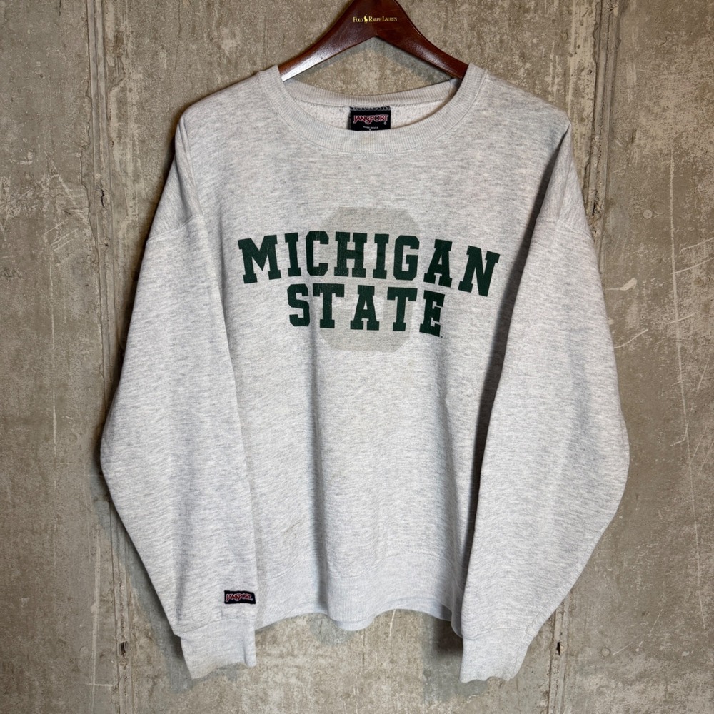 Vintage JanSport Michigan State MSU Spartans Sweatshirt Gray Mens Large USA Made